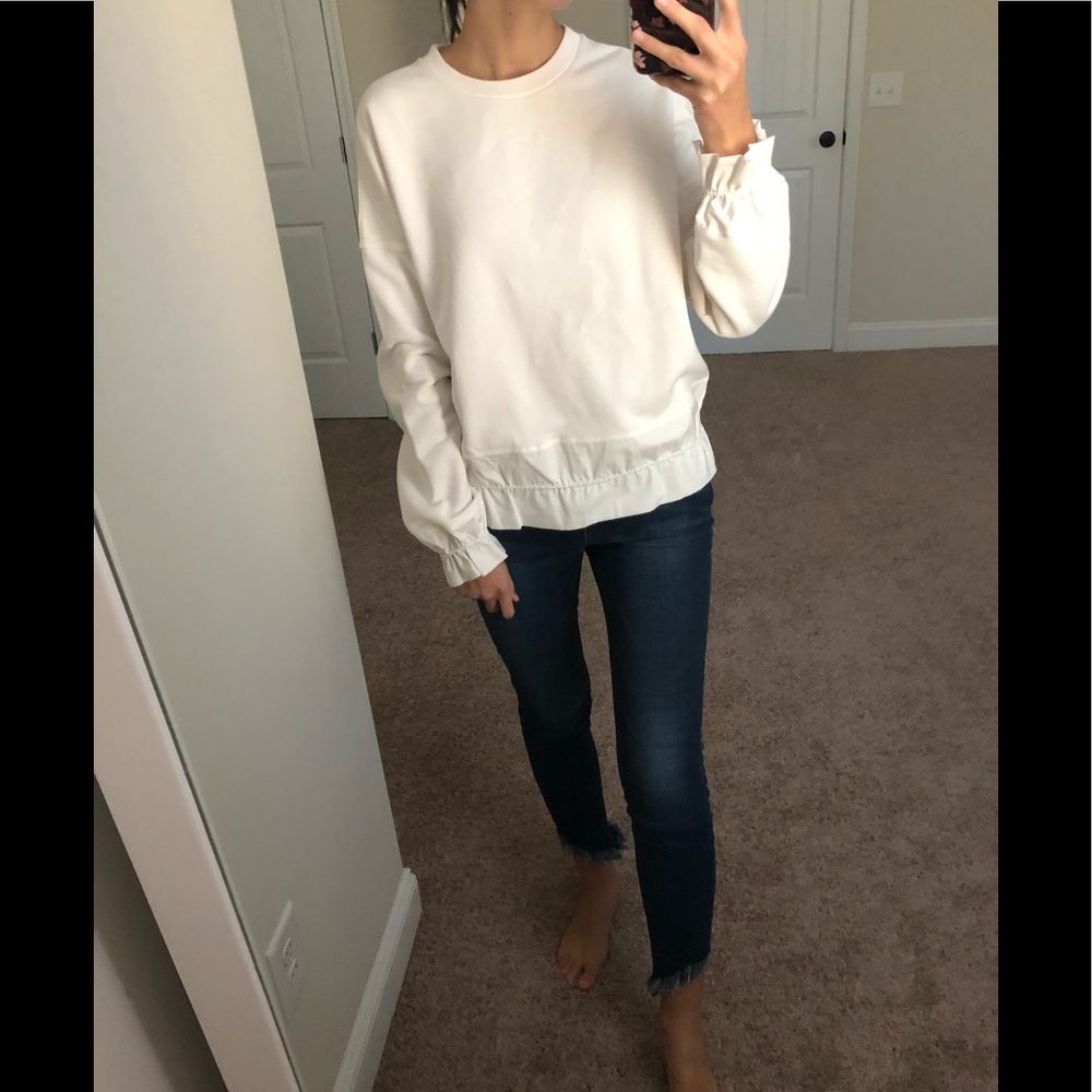 COS Scrunch White Crew Neck Sweater